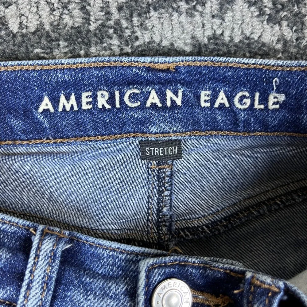 American Eagle Denim Shorts Womens 00 Stretch Blue Distressed Cuffed High Rise